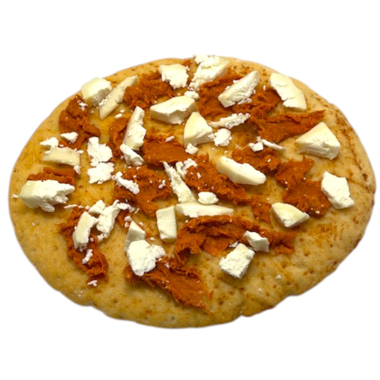 Pizza de sobrassada i formatge de cabra.